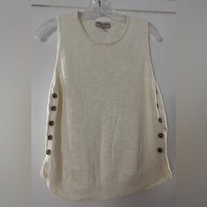 Martha Stewart Collection Cream Sleeveless Sweater Top with Button Detail